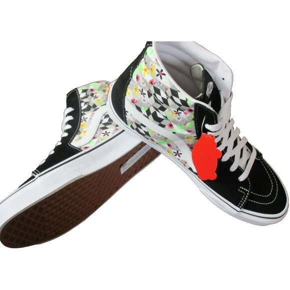 Vans Men's Sk8-Hi Checker Cube Black True White Striped Skate shoes Sizes NIB - Picture 4 of 5